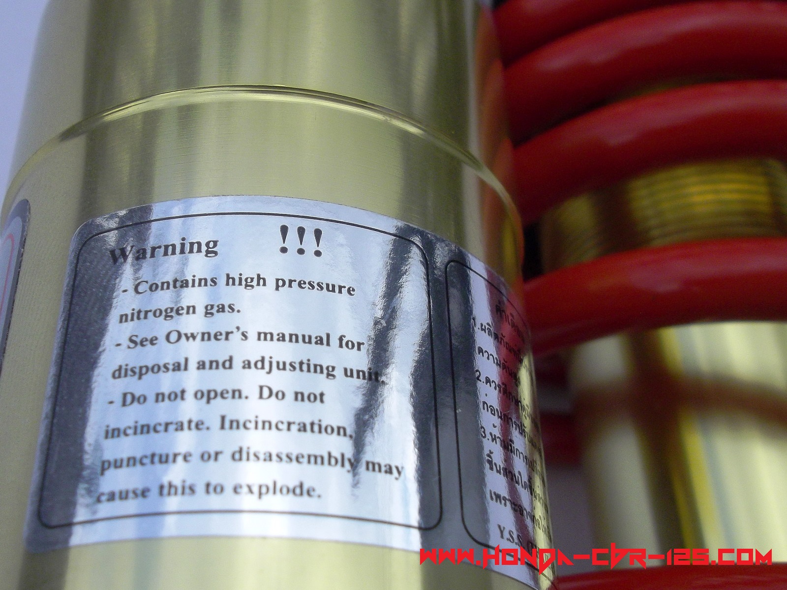 Genuine Honda CBR 125 racing adjustable YSS rear GAS shock damper aluminium case upside down